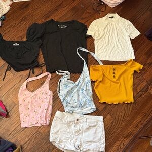 Hollister Black Cropped Drawstring Top